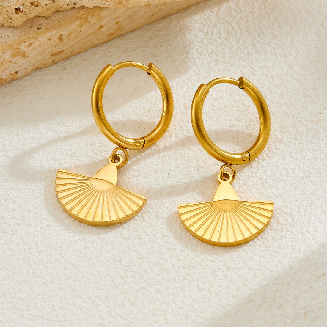 Brass Cowrie Statement Earrings