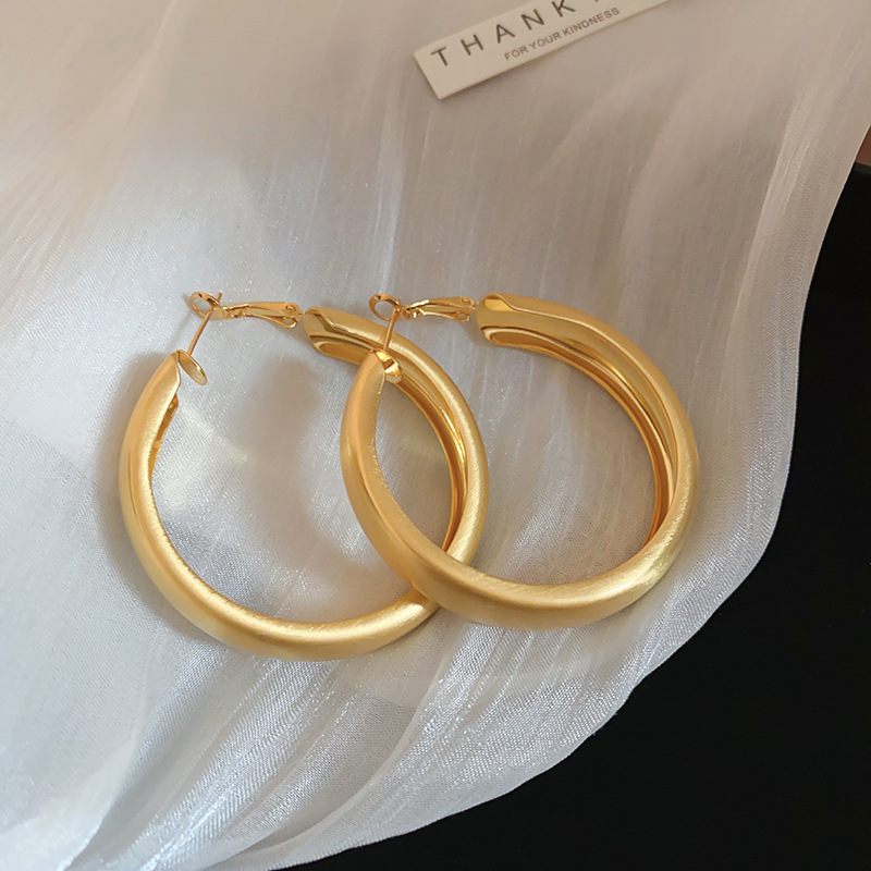 Matte Gold Chunky Large Hoop Earrings