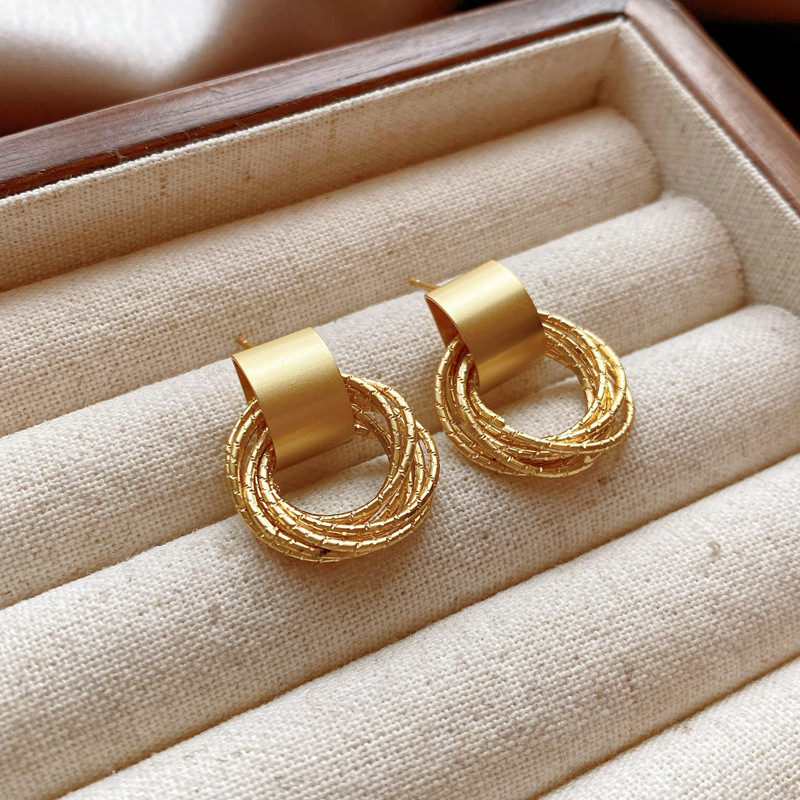 Gold multi layered earrings