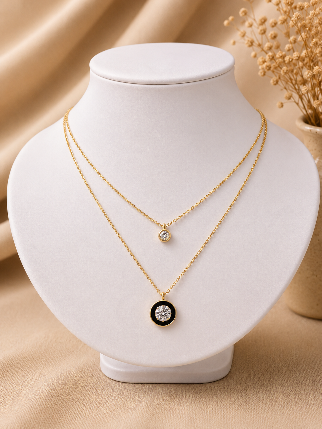 Stainless steel double chainnnecklace 