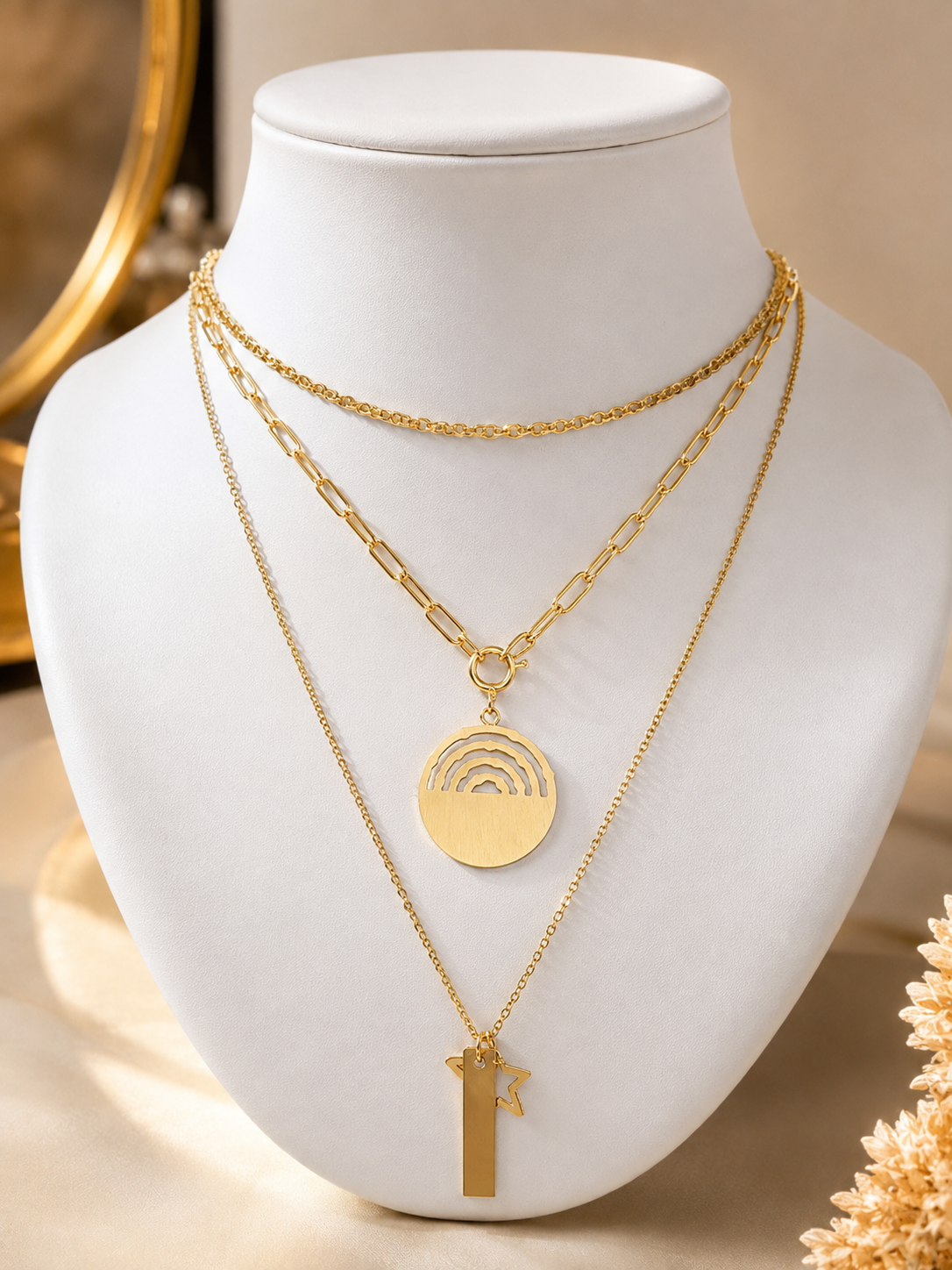 3 chains Stainless steel necklace 