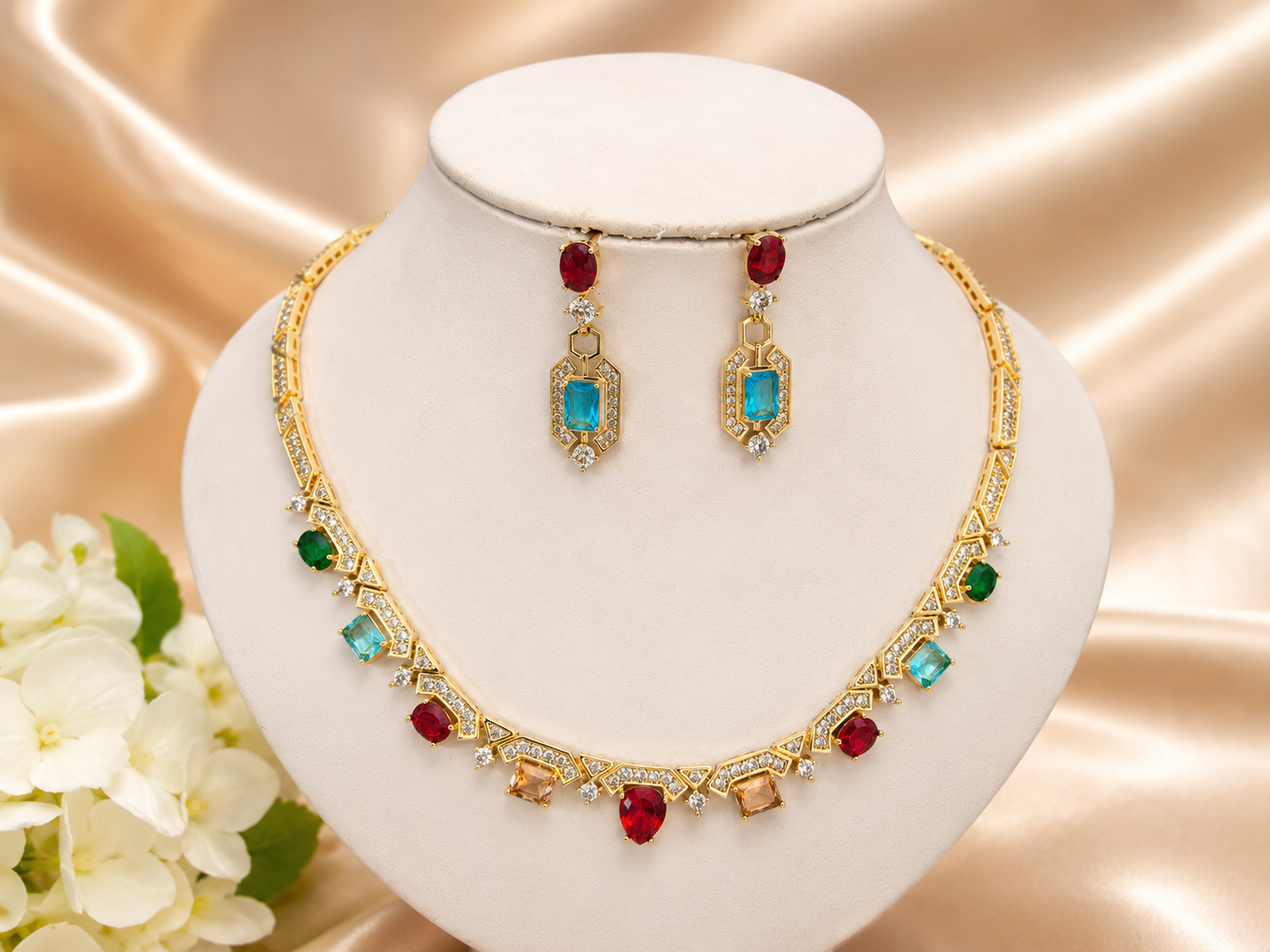 Zircon set with colored stones