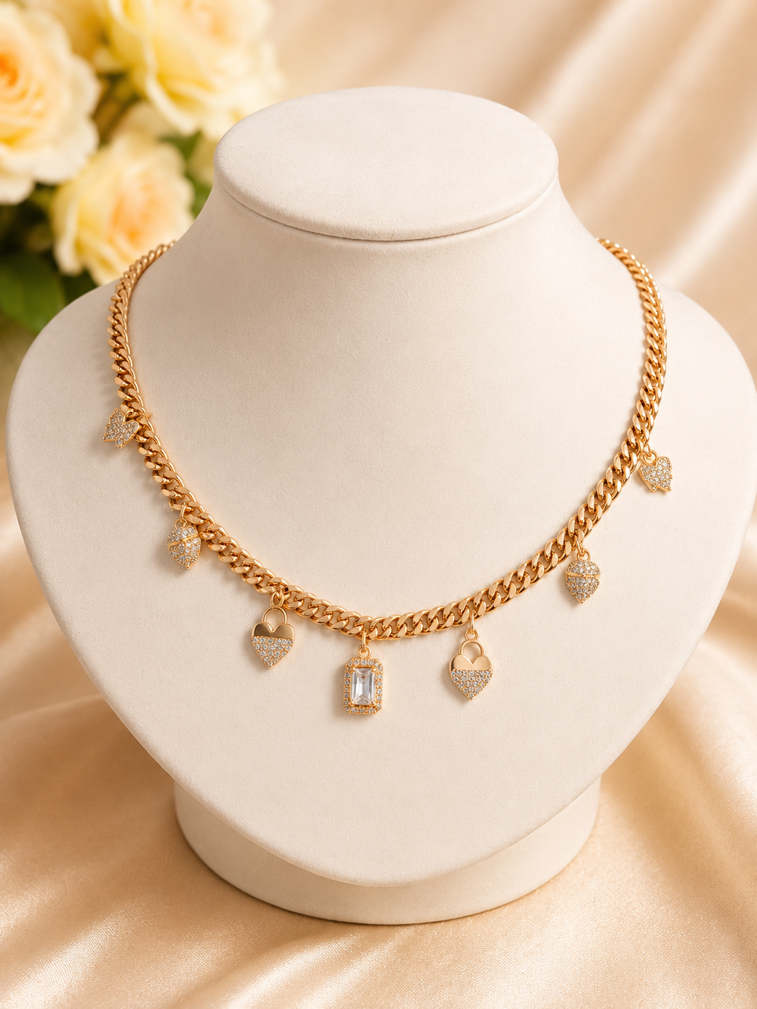 Zircon necklace with stones