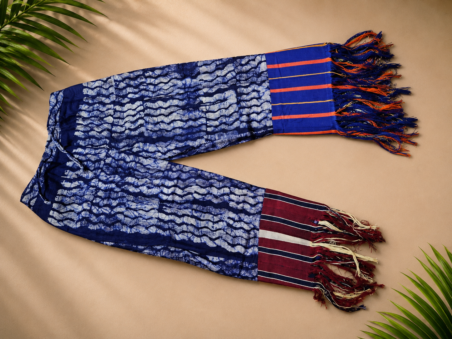 Female  batik-in-cotton pants with aso oke mix