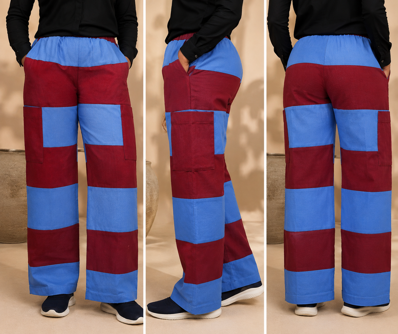 Vertical stripes aso oke female pants
