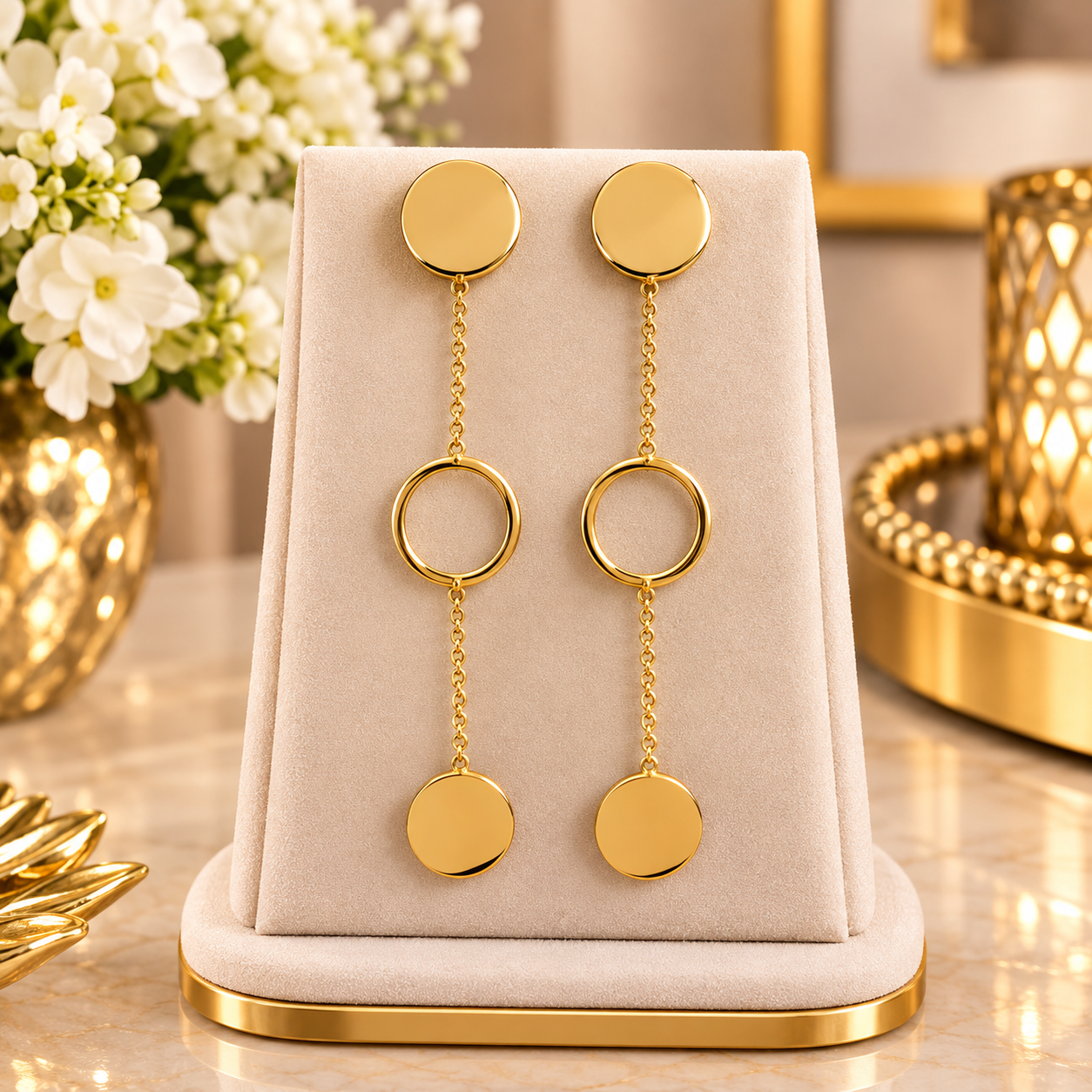 Geometric smooth disc earrings 