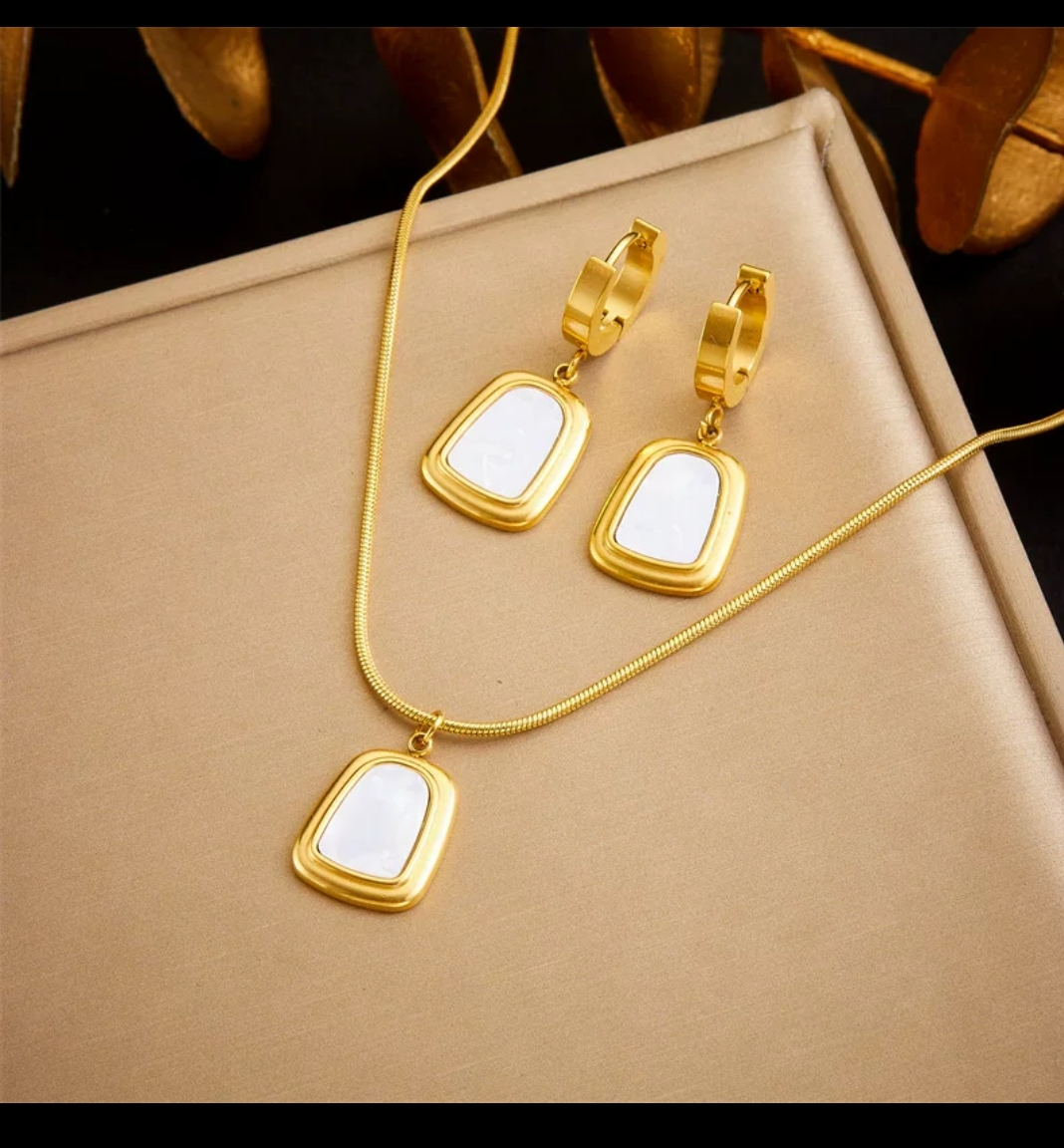 Stainless steel necklace pendant and earrings set