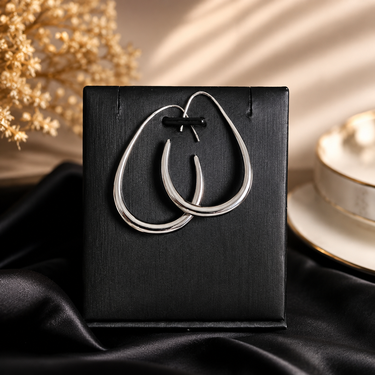Silver rectangular earrings 