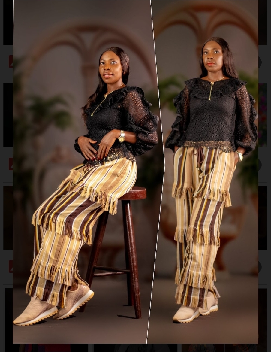 Aso Oke fringe palazzo pants